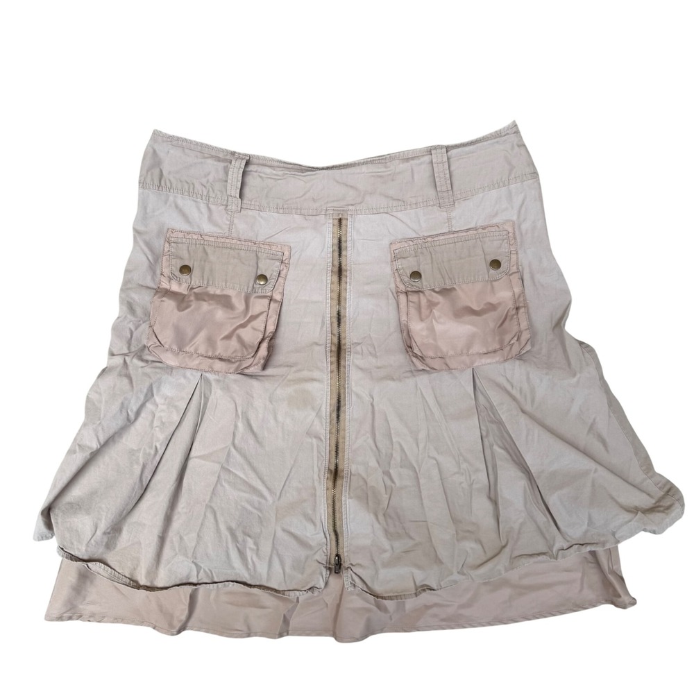 Fenn Wright Manson Womens Taupe Cotton Utility Cargo Skirt Front Zip Size 10